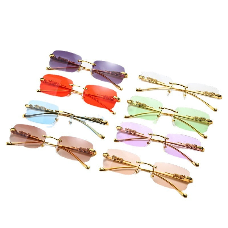 Unisex Leopard Luxury Rimless Sunglasses Prily