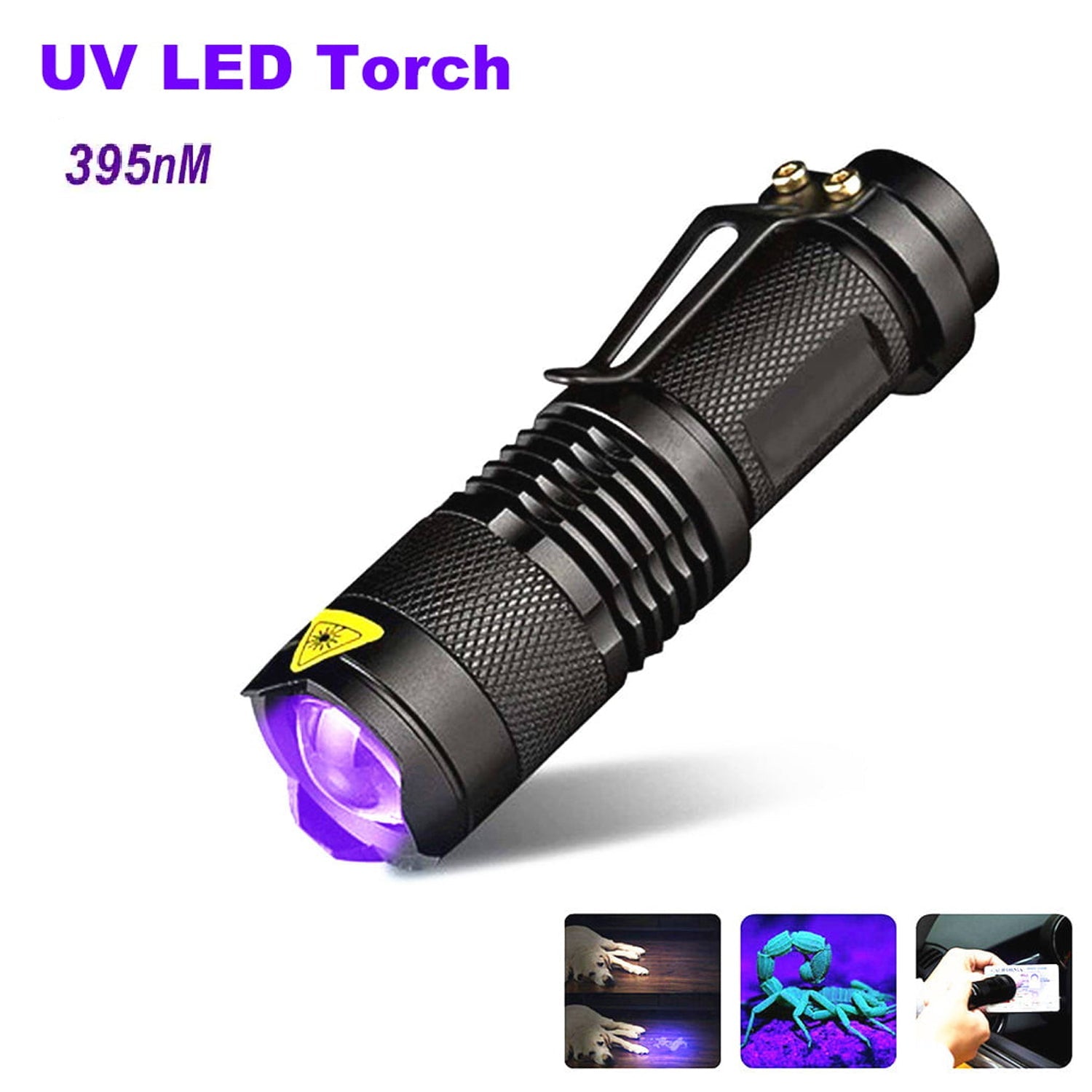 UV Ultra Violet LED Flashlight - Blacklight, Detects Stains