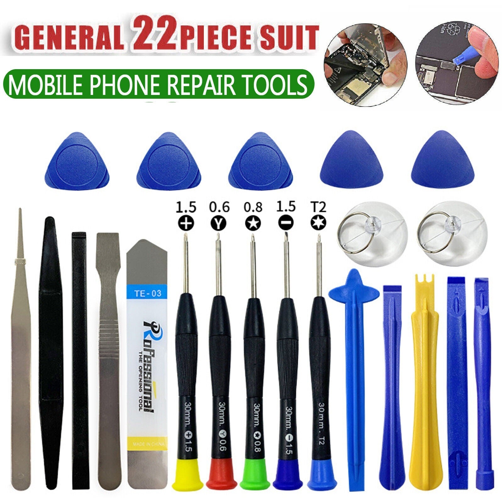 22Pcs Mobile Phone Repair Tools Kit Set Spudger Pry Opening Tool Screwdriver