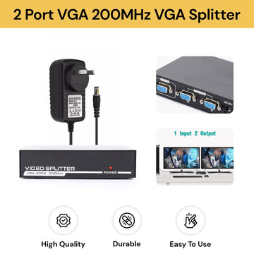 2 Port VGA 200MHz VGA Splitter