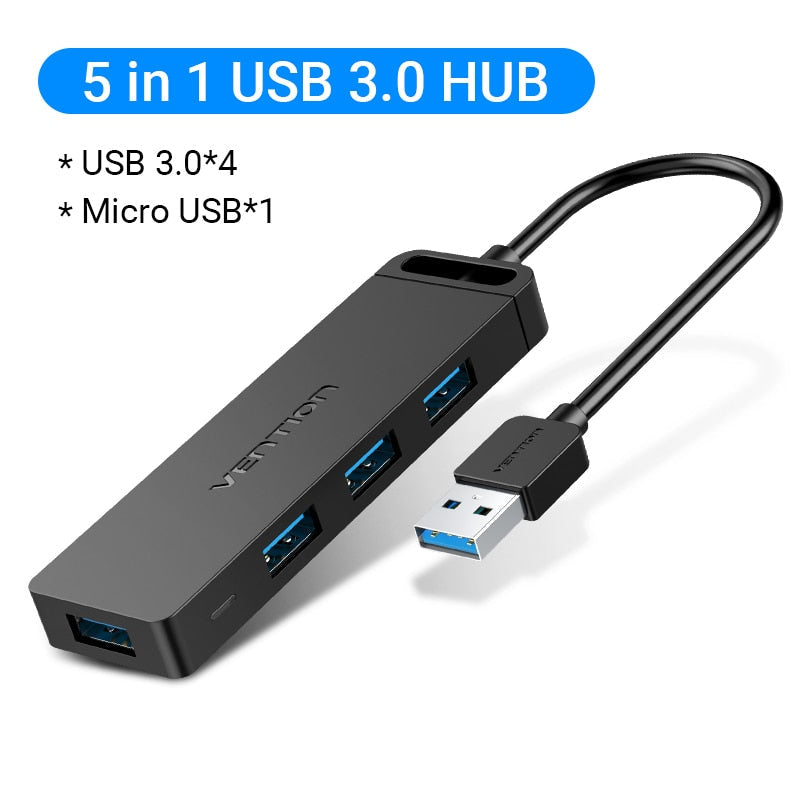 Vention Universal 4 Ports USB Splitter for Laptops, PC & Smartphones Prily