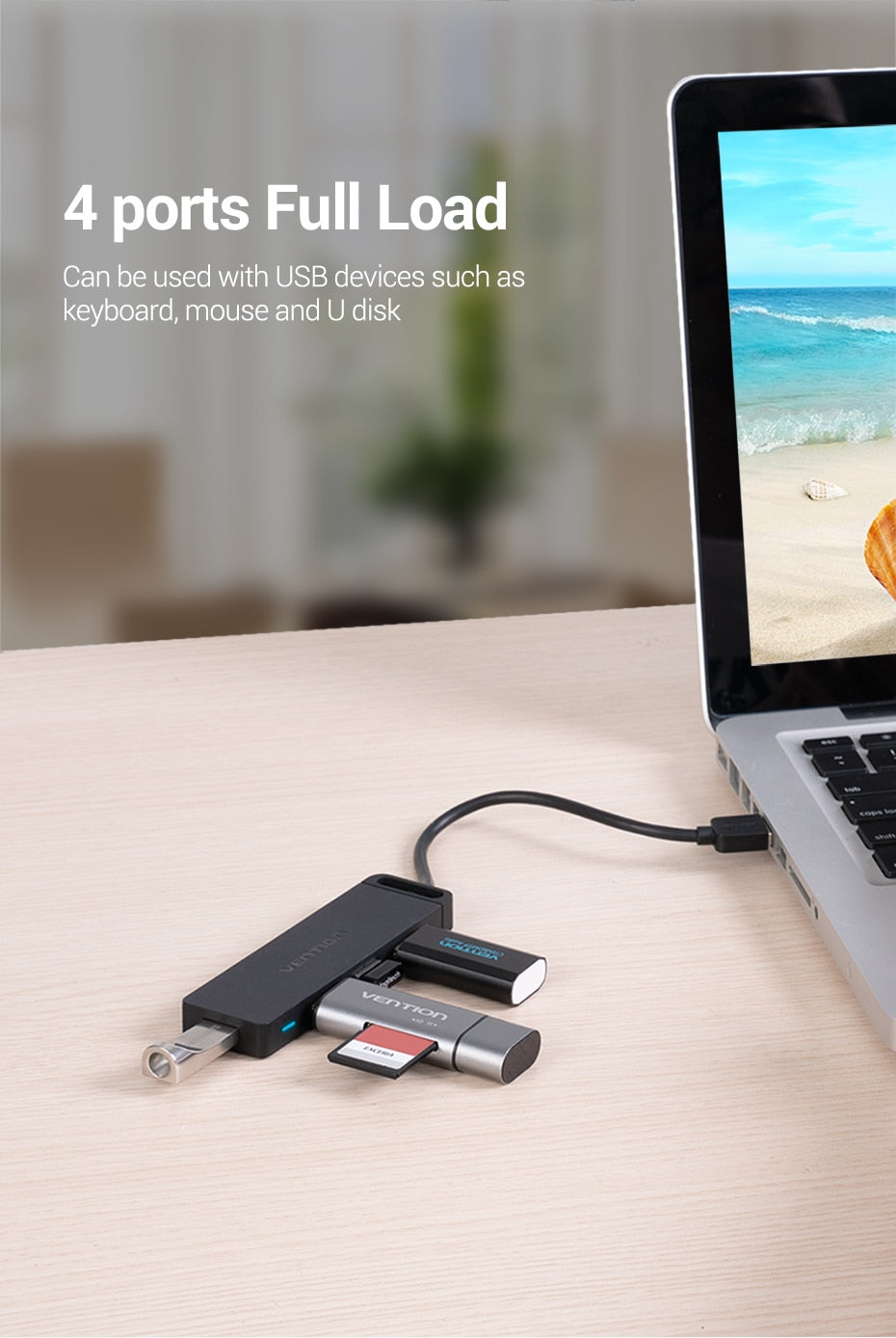 Vention Universal 4 Ports USB Splitter for Laptops, PC & Smartphones Prily