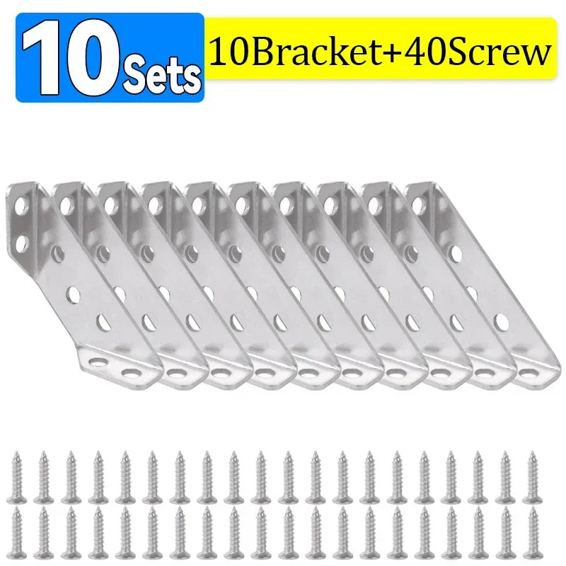 Versatile Use Stainless Steel Furniture Brackets Corner Connector (10pcs) Prily