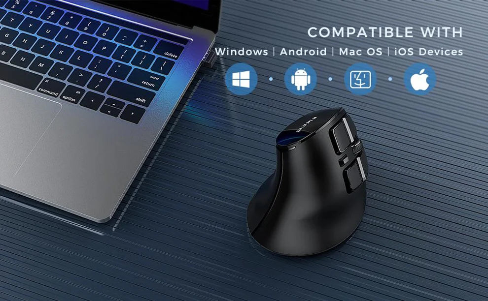 Vertical Ergonomic Wireless Rechargeable 9 Buttons Mouse Prily