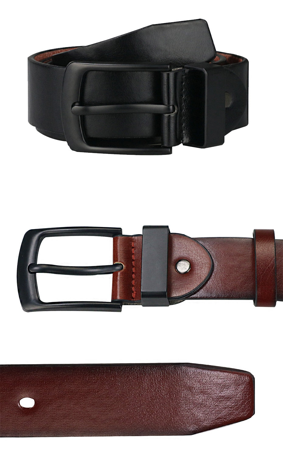 Vintage Black Pin Buckle Casual Leather Belt Prily