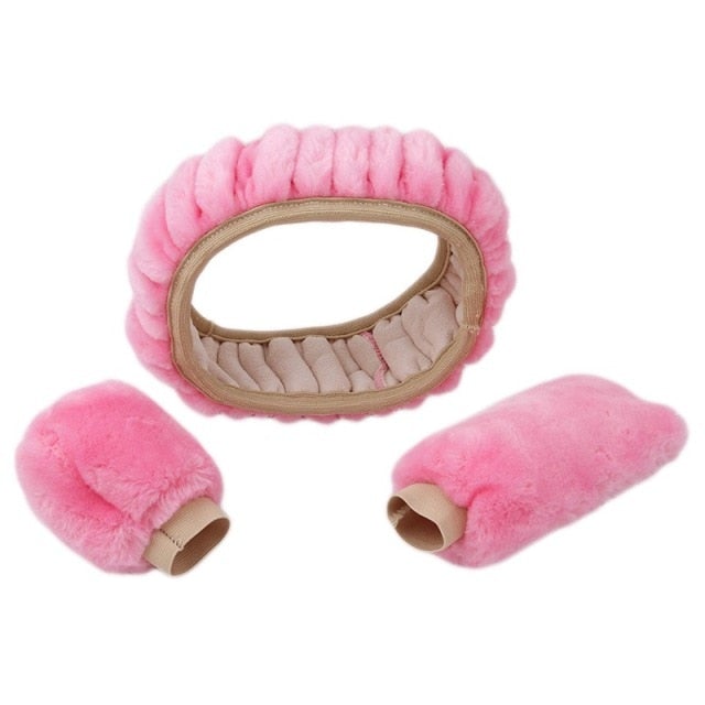 Warm Plush Car Steering Wheel Cover Set Prily