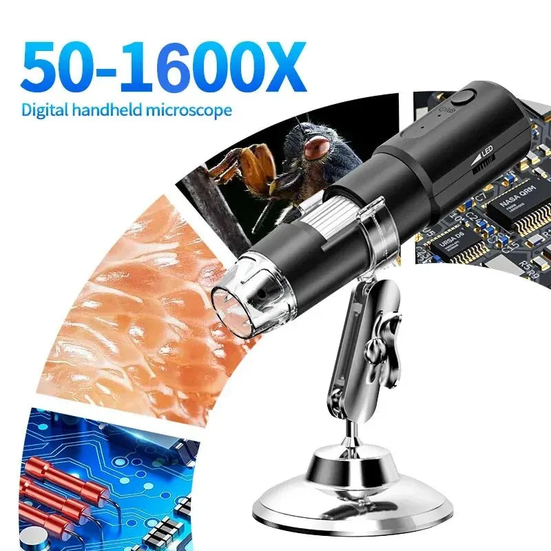 Wifi Digital Microscope 50X-1600X Magnification With Adjustable Stand for IOS & Android Prily