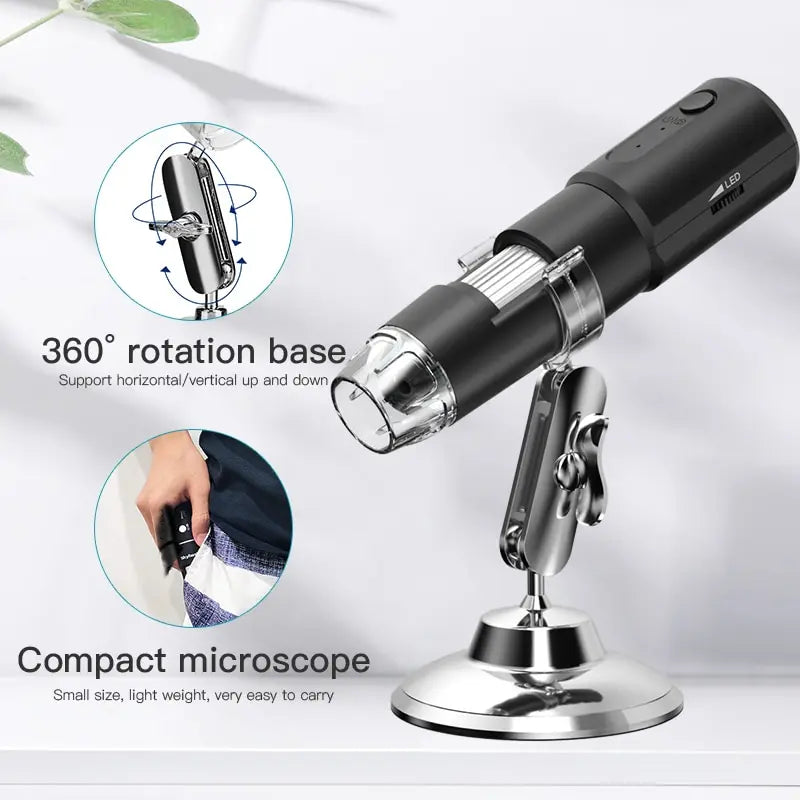 Wifi Digital Microscope 50X-1600X Magnification With Adjustable Stand for IOS & Android Prily