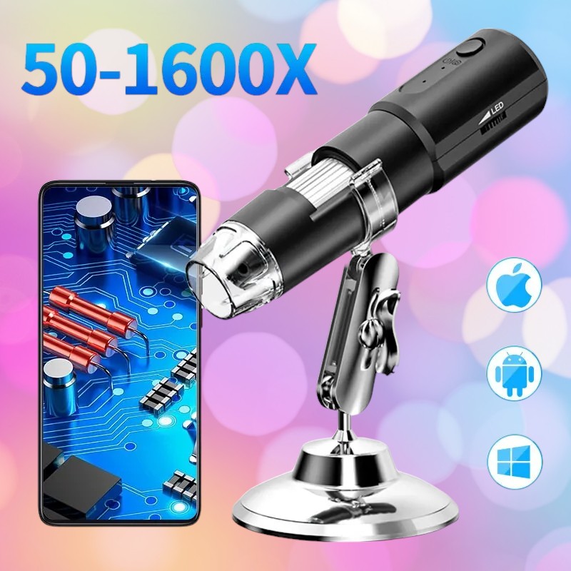 Wifi Digital Microscope 50X-1600X Magnification With Adjustable Stand for IOS & Android Prily