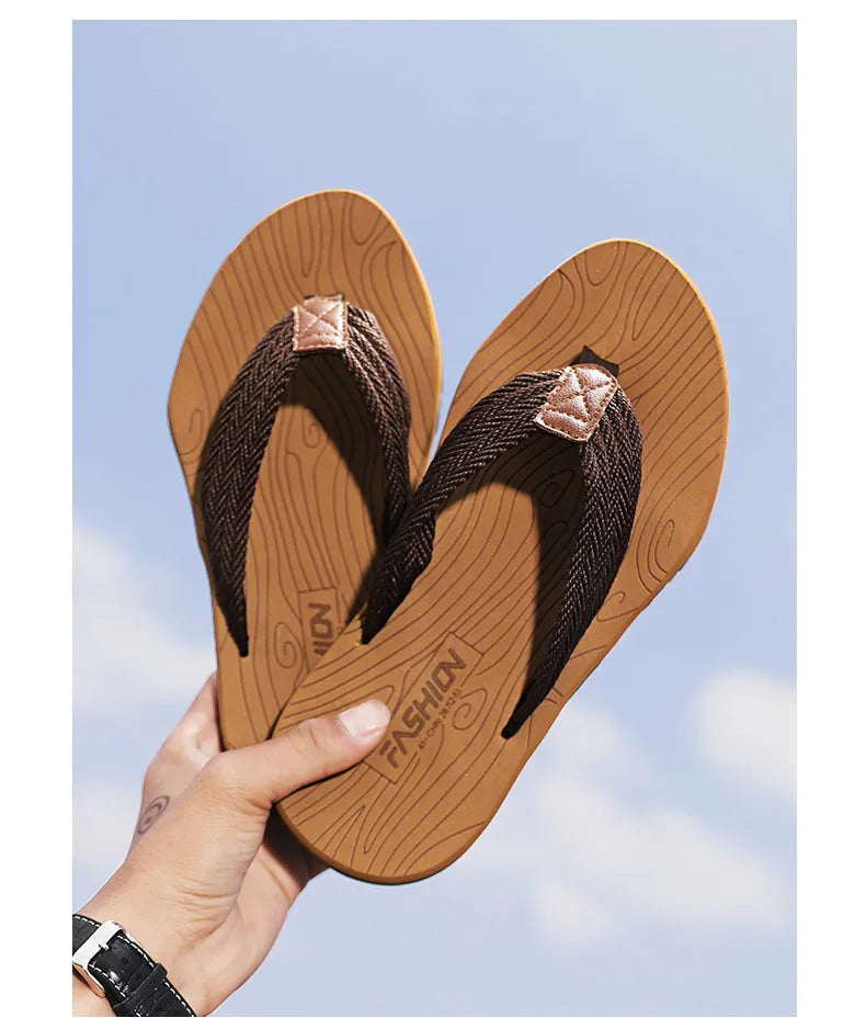 Woven Striped Lightweight Non-slip Comfortable Flip-flops Prily