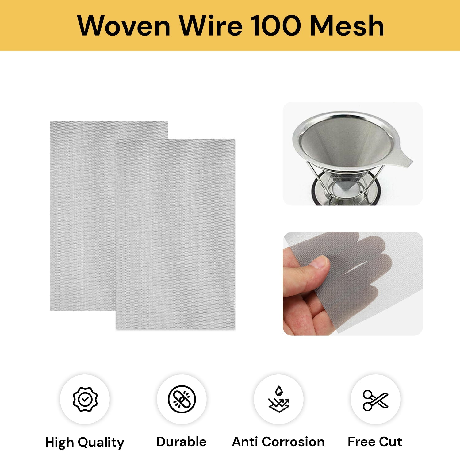 2PCs Woven Wire 100 Mesh