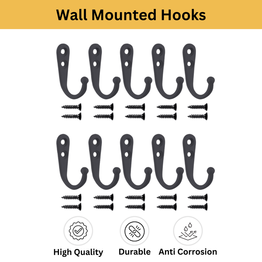 10PCs Wall Mounted Hooks