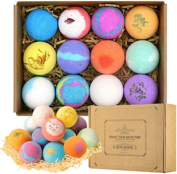 12 Pcs Bath Bombs Organic Bubble  Bath Rich for Mom, Wife, Kids