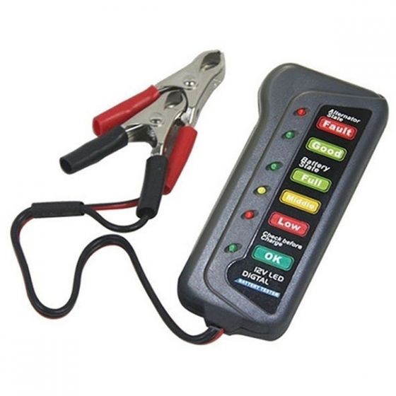 12V Digital Battery Alternator Tester For Car Motorcycle Trucks with 6 LED Lights Display Indicators