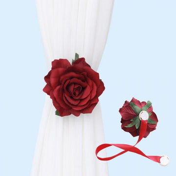 Curtains Buckles Rose Flower Tiebacks Punch Free Curtain Strap Convenient