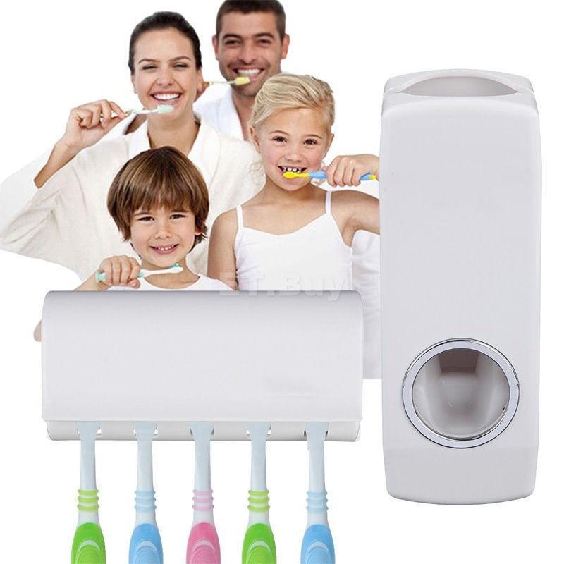 Automatic Toothpaste Dispenser + Toothbrush Holder