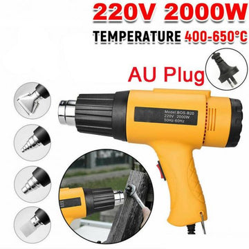 2000W Electric Heating Hot Air Heat Gun Tool 400-650℃ Temperature with Nozzles