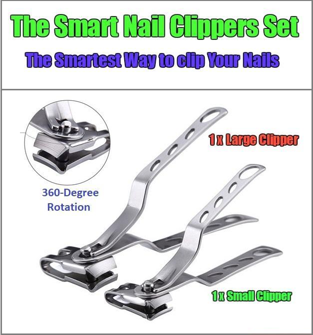 360-Degree Rotating Head Smart Nail Clippers Set (Large+Small)