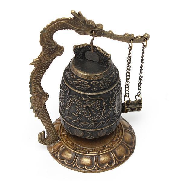 Tibetan Bronze Carved Dragon Buddhist Bell