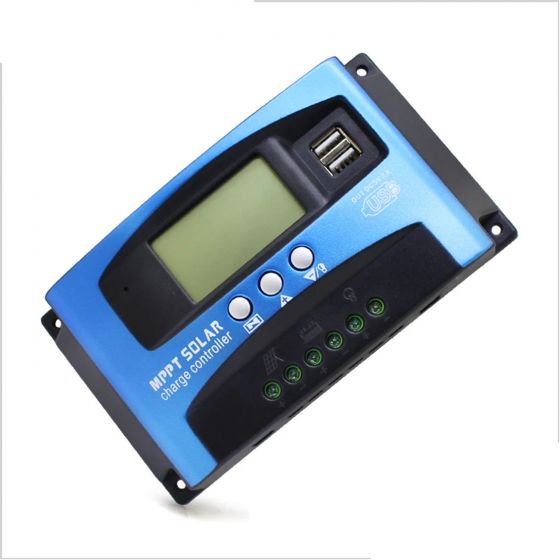 100A Solar Charge Controller Dual USB LCD Display 12V 24V Auto Solar Cell Panel Charger Regulator with Load