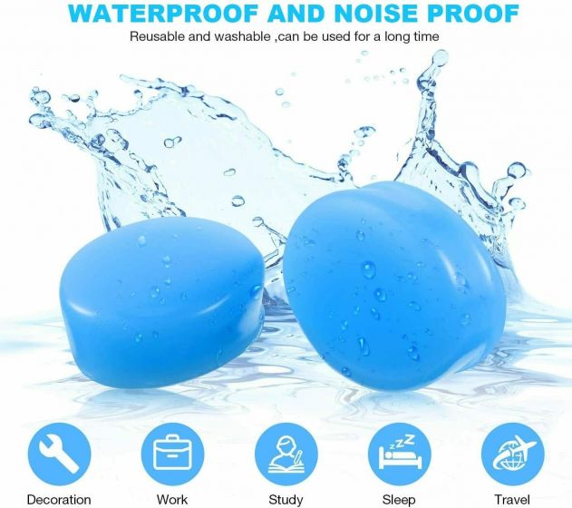 3 Pairs Soft Reusable Moldable Silicone Earplugs Noise Cancelling Earplugs Sound Blocking Ear Plugs for Swimming Sleeping Snoring Studying Snoring