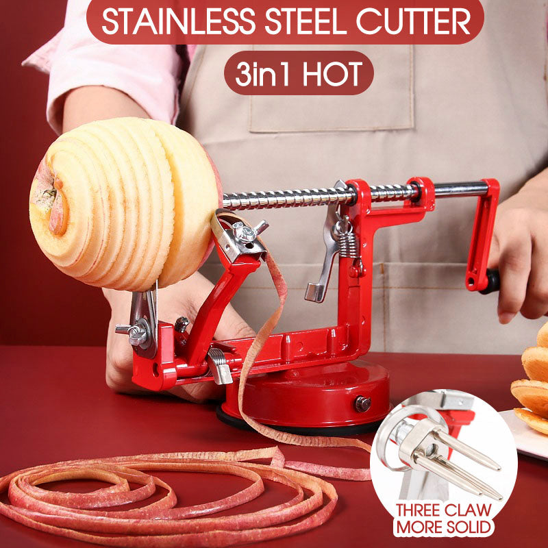 3 in 1 Kitchen Tool Apple Peeler Slinky Machine Fruit Cutter Slicer Corer Red