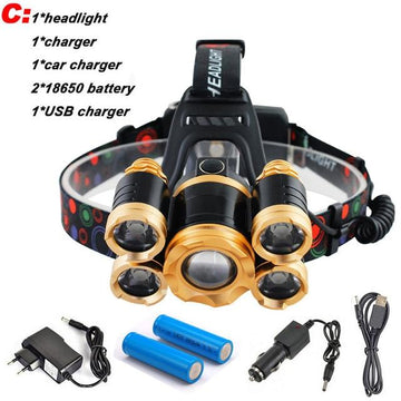 "BIG-BOB" 5 LED'S 12500LM HEADLAMP