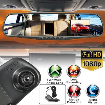 HD Mirror Cam - 1080P With 4.3" Digital Screen Car DVR