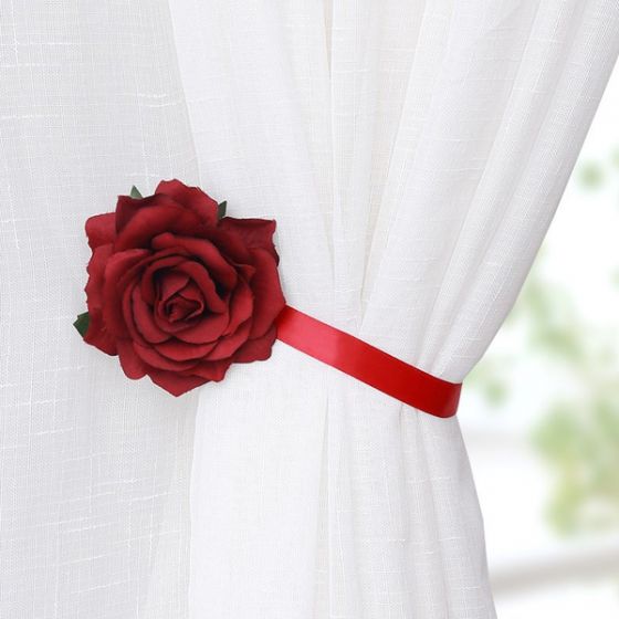 Curtains Buckles Rose Flower Tiebacks Punch Free Curtain Strap Convenient