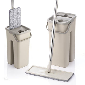 HygienicMop™️ Hands-Free Smart Bucket and Mop Set (with 4 Mop Pads )