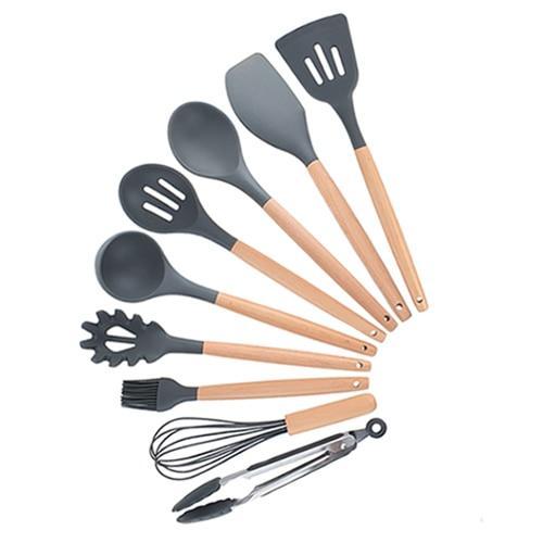 Non-stick Silicone Cooking Utensils Set with Wooden Handle BPA-FREE