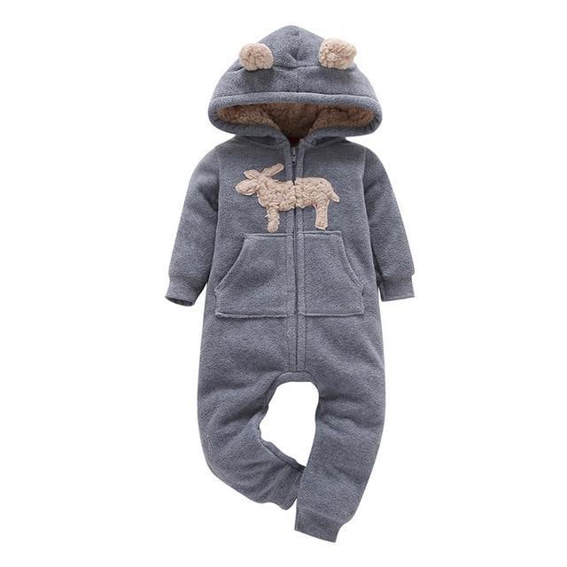 Winter long sleeve romper With Teddy Bear Eears