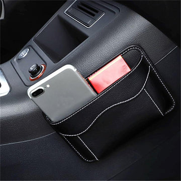 Luxury Leather Stick-On Car Organizer