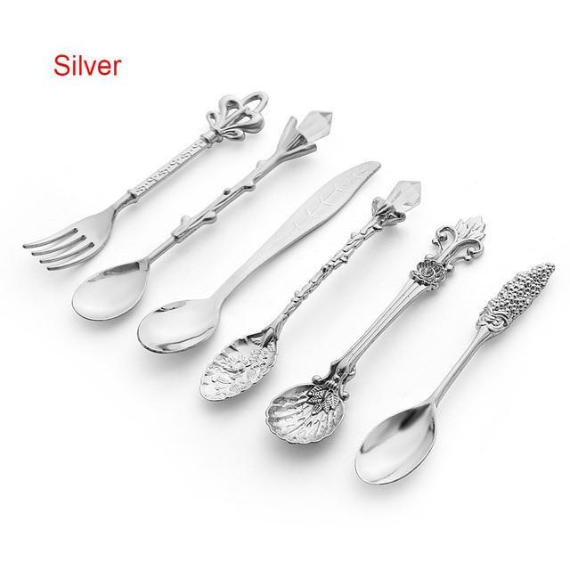 Vintage Royal Style Dessert Spoons & Forks 6pcs Set