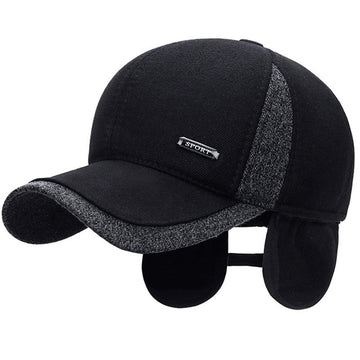 Winter Wool Baseball Cap with Ear Flaps