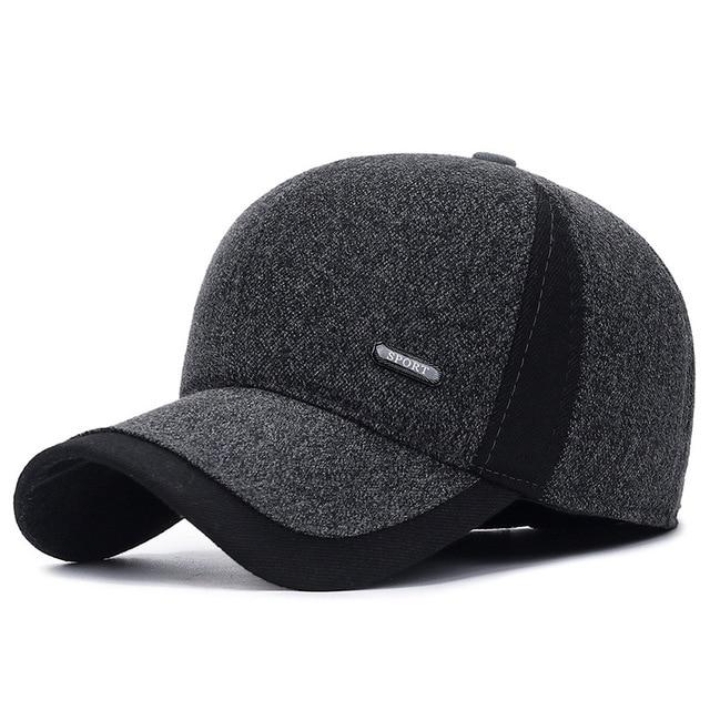 Winter Wool Baseball Cap with Ear Flaps