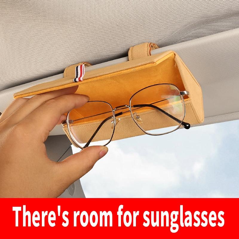 Premium Leather Magnetic Car Glasses Organizer