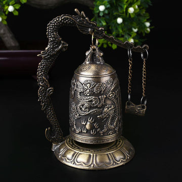 Tibetan Bronze Carved Dragon Buddhist Bell