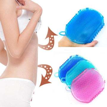 2 in 1 Silicone Sponge and Rubbing Exfoliating Glove (2pcs)