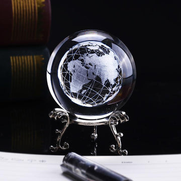 3D Laser-Engraved Decorative Crystal Globe