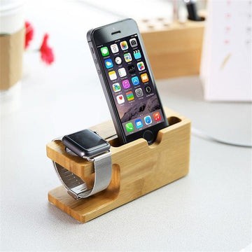 Natural Bamboo Charging Dock For Apple Phone and Watch