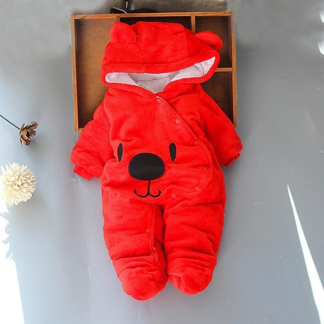 Winter Warm Teddy Bear Style Baby Romper