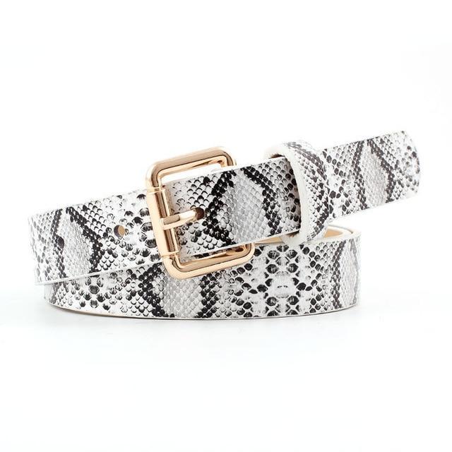 Snake-Skin Pattern Women's Leather Belt