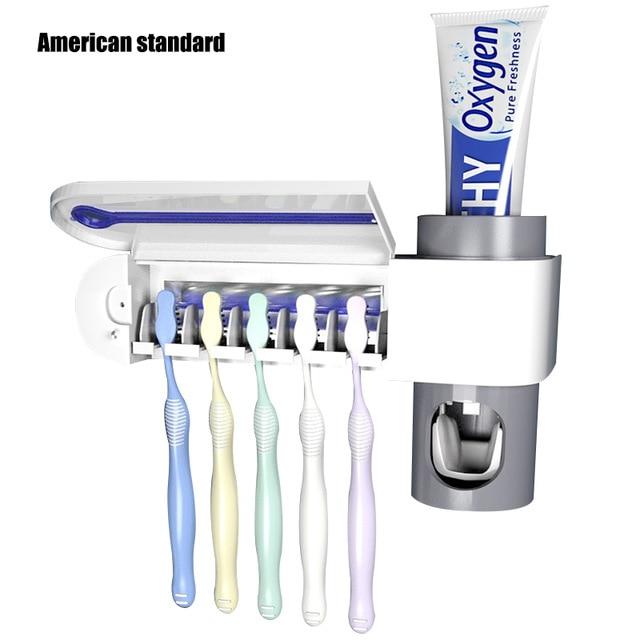 Anti-Bacterial UV Toothbrush Sterilizer and Toothpaste Dispenser