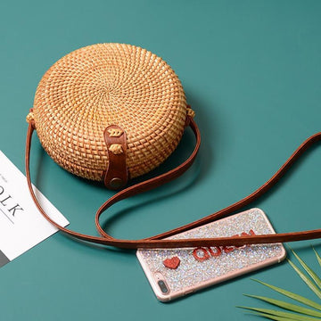 Tropical Hand-Woven Straw Purses