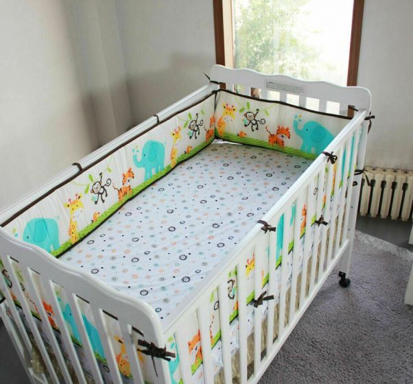 9PCS Zoo Animal Theme Crib Bedding Set Baby Boys Nursery Bedding Set