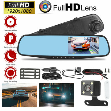 4.3" 1080P Dual Lens Car Auto DVR Dash Cam Video Camera Recorder Rearview Mirror