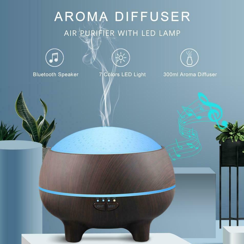 Bluetooth Speaker Wood Grain Essential Oil Diffuser Aroma Diffuser Cool Mist Air Humidifier