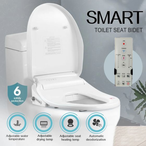 Smart Toilet Seat Bidet Cover Remote Control Electric Toilet Washlet Water Clean