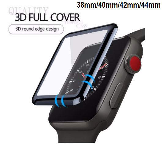 3D Compatible iWatch Tempered Glass: Full Screen - Black